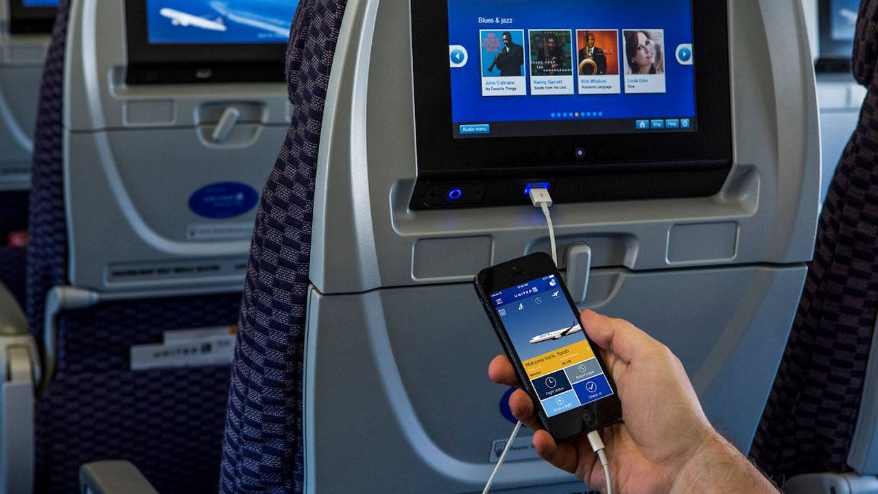 Plane Seat with USB Connections