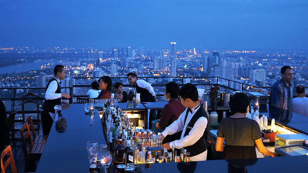 Vertigo Rooftop Bar on Valentines Day in Bangkok