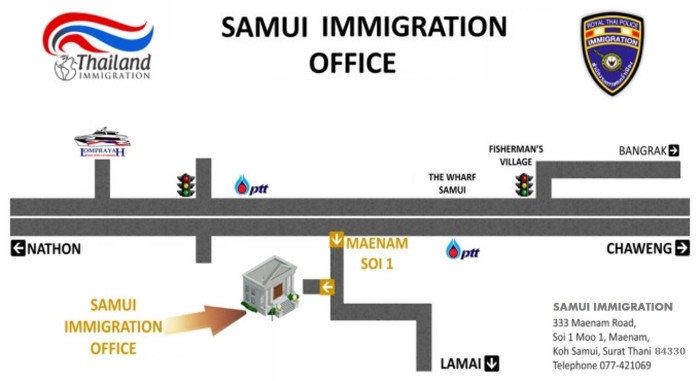 Koh Samui Immigration Office Map